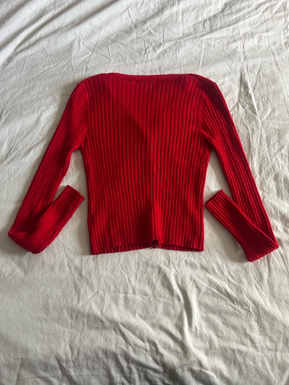 Active USA Red Ribbed V-Neck Button Cardigan - Picture 9 of 9
